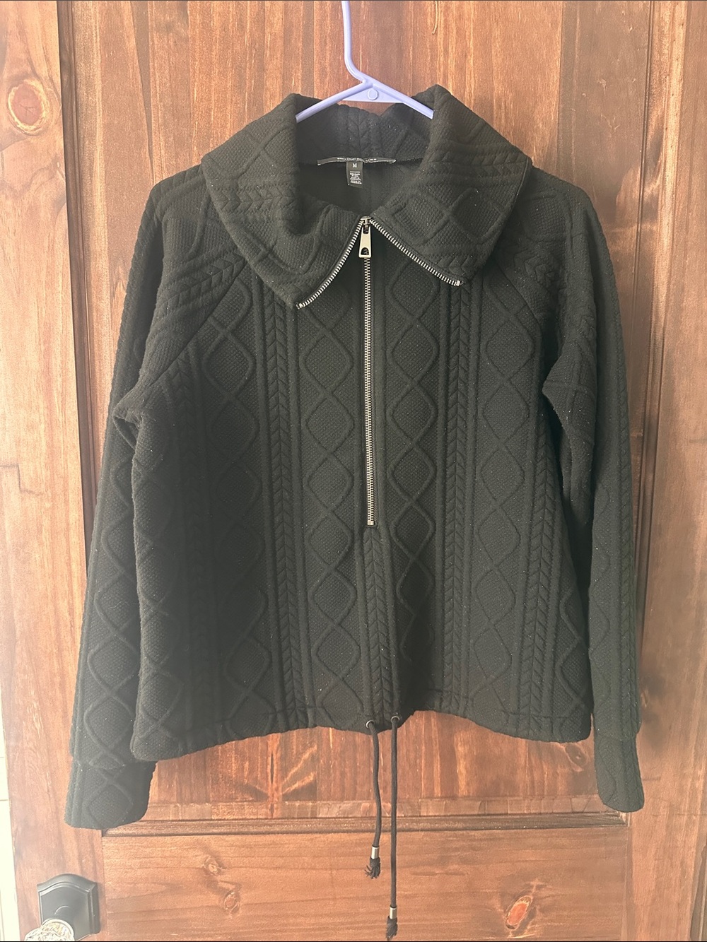 Women's Black Quilted Half-Zip Jacket